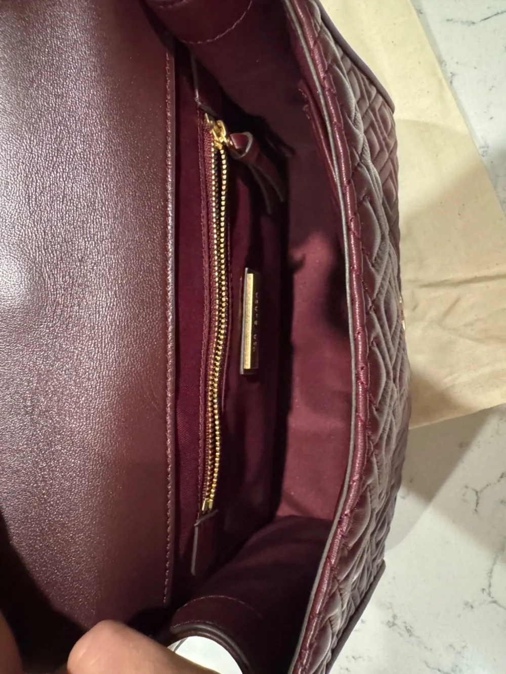 Tory Burch Small Fleming Convertible Shoulder Bag – Burgundy Quilted Leather